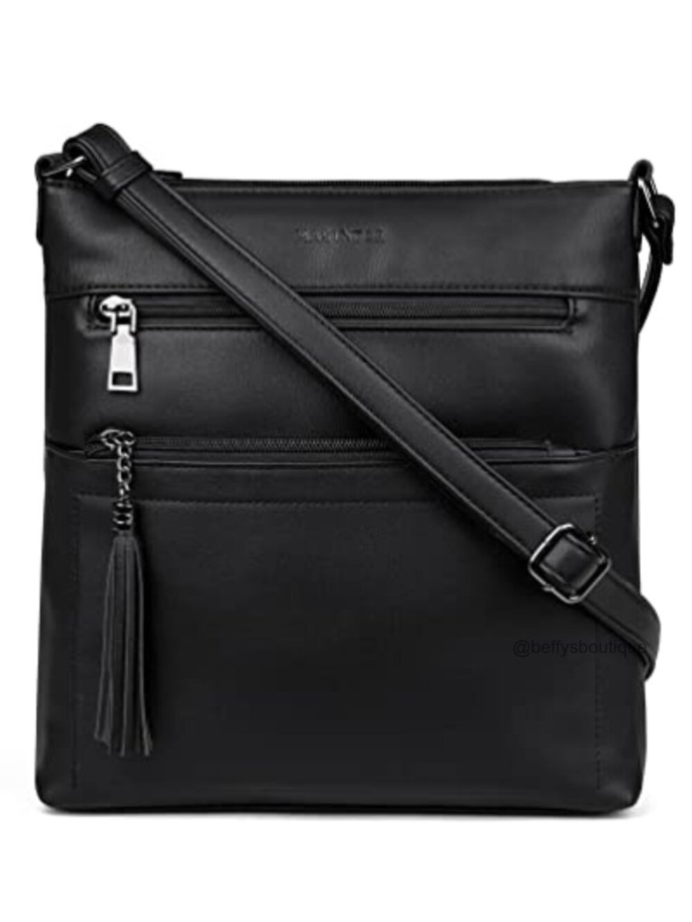 Crossbody Bag Vegan PU Leather Multi Pocket Adjustable Strap